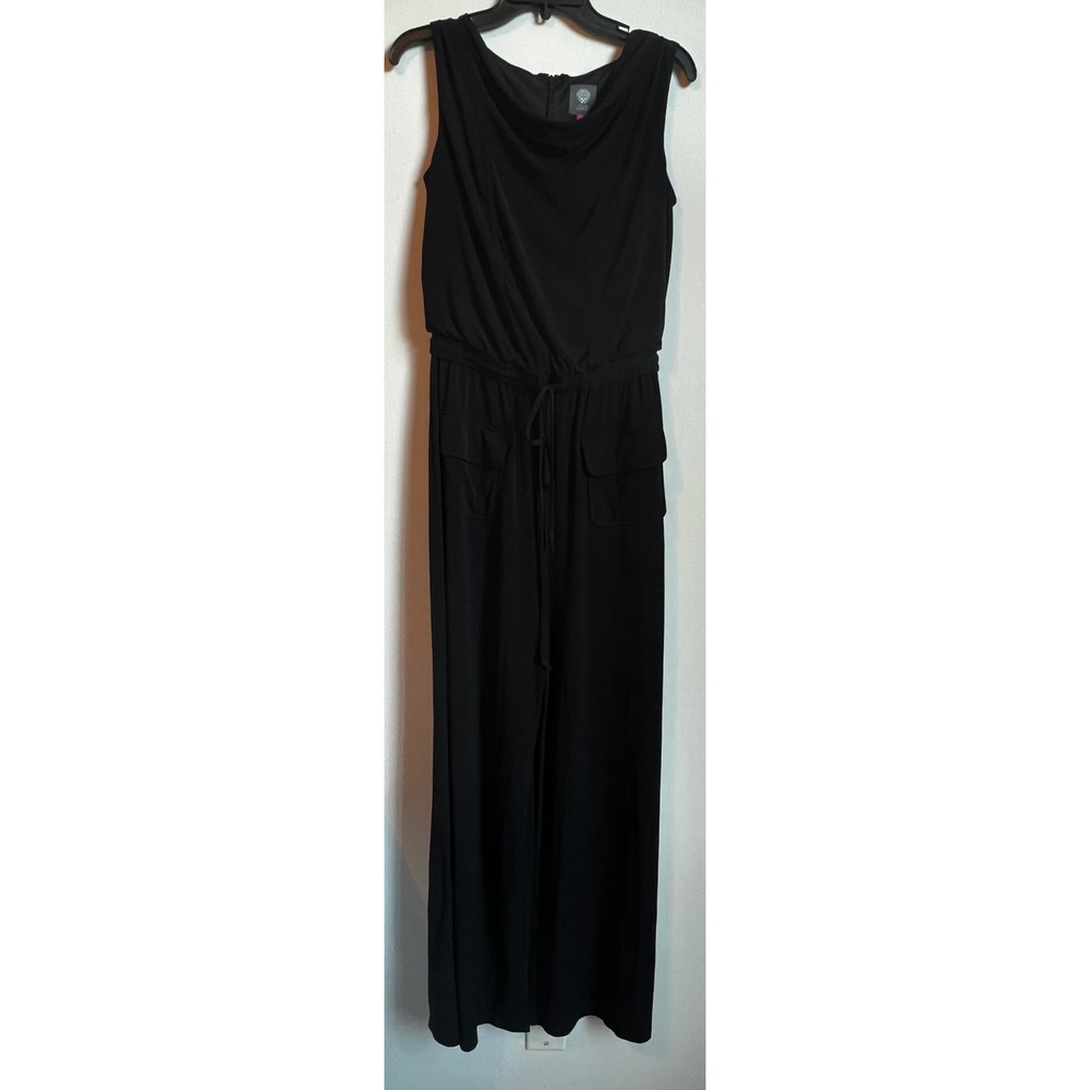 Vince Camuto Women's Black Sleeveless Drawstring Waist Jumpsuit Size Small